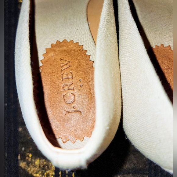 J CREW style#A1244 Espadrille Canvas Wedge Round Toe Slide On Heels Imaculate - Picture 9 of 15
